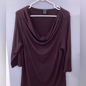 Ann Taylor Elegant Purple Cowl Neck XL Short Sleeve Sweater